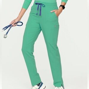 Figs Women's Surgical Green Yola- High Waisted Scrub Pants | XS